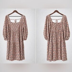 Nasty Gal Floral Long Sleeve Dress - Black and Orange
